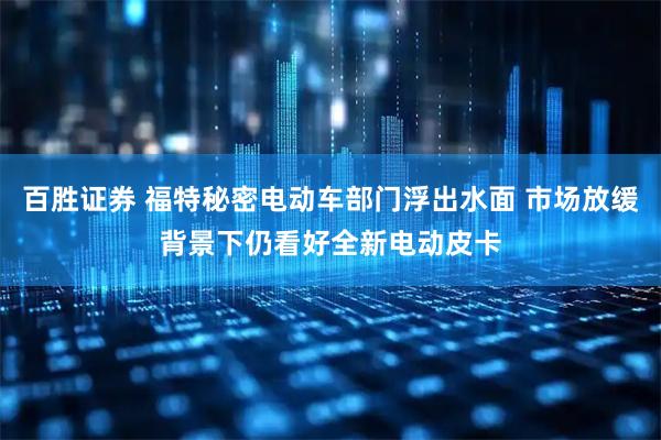 百胜证券 福特秘密电动车部门浮出水面 市场放缓背景下仍看好全新电动皮卡